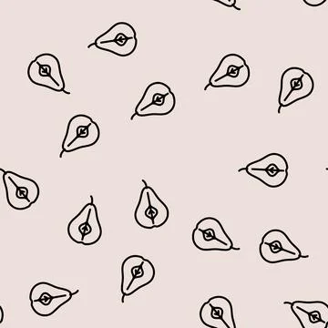 Pear one cut line vector seamless pattern イラスト素材