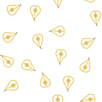Pear one cut vector seamless pattern Stock Illustration
