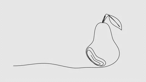 Pear. One line drawing animation with alpha channel. Video stock 271736801