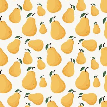 Pear pattern. Seamless print of yellow pears Stock Illustration