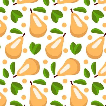 Pear pattern on a transparent background in the style of flat vector graphi.. Stock Illustration