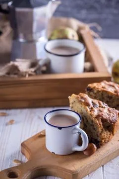 Pear pie and tea Foto stock
