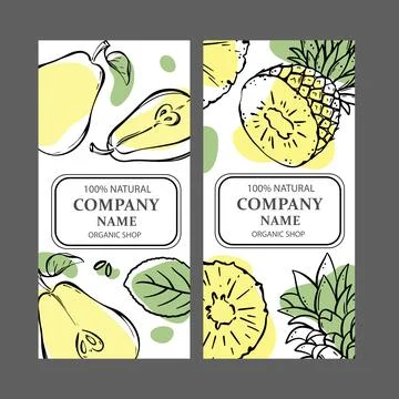 PEAR PINEAPPLE LABELS Vertical Sketch Vector Illustration Stock-Illustration