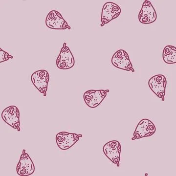 Pear rotten food line vector seamless pattern Illustrazione stock