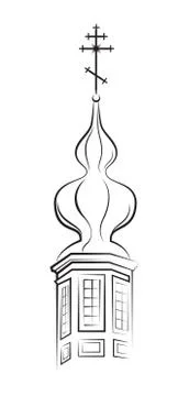 Pear-shaped Dome with Cross 스톡 일러스트