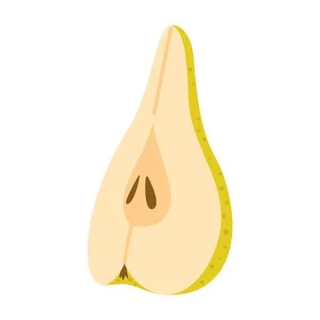 Pear slice Hand drawn trendy flat style on white background Stock Illustration