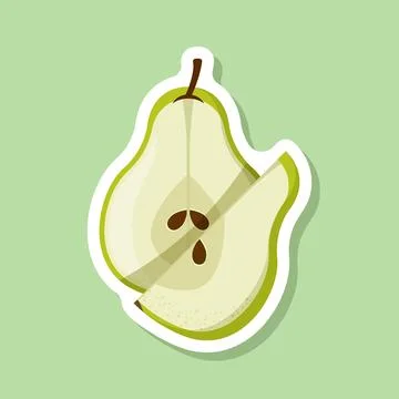 Pear sticker icon in flat style. Fresh fruit vector illustration on isolate.. Stock Illustration
