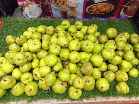 The pear is a sweet-tasting pip fruit of thousand varieties india Stock Photos