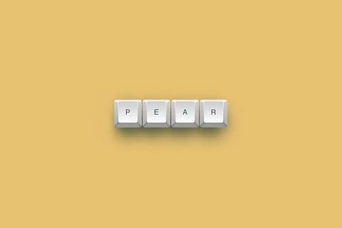 Pear text on a 3d keyboard button with shadow concept series Ilustración de archivo