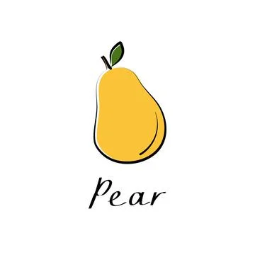 Pear vector cartoon flat illustration. Fresh berry fruit and vegetable logo Stock Illustration