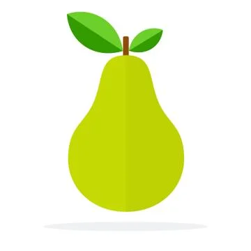Pear vector flat material design isolated object on white background. Stock Illustration