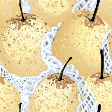 Pear vector on seamless background. Stock Illustration