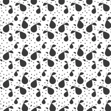 Pear vector seamless pattern. Fruit flat repeat background 스톡 일러스트