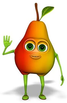 Pear Welcome Character 3D Rendering Stock Illustration