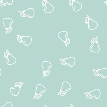 Pear whole one line vector seamless pattern イラスト素材