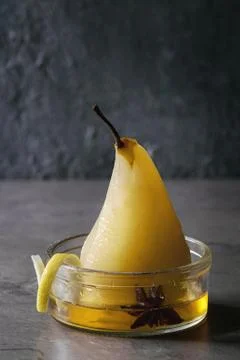 Pear in wine Stock Photos