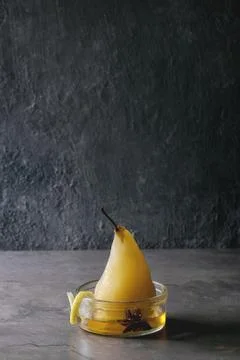 Pear in wine Stock Photos