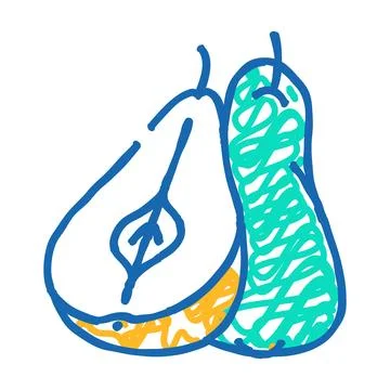Pear yellow cut icon doodle illustration Stock Illustration