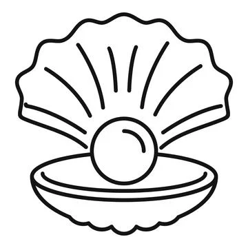 Pearl appearing in open oyster shell icon Stock Illustration