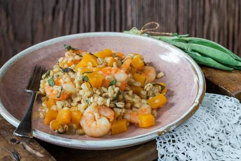 Pearl barley risotto Stock Photos