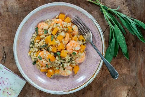 Pearl barley risotto Stock Photos