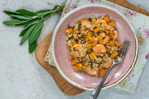 Pearl barley risotto Stock Photos
