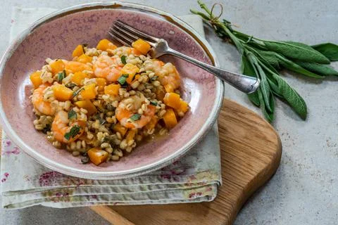 Pearl barley risotto Stock Photos