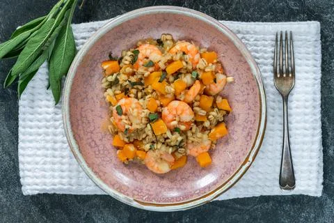 Pearl barley risotto Stock Photos