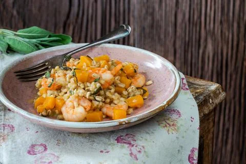 Pearl barley risotto Stock Photos