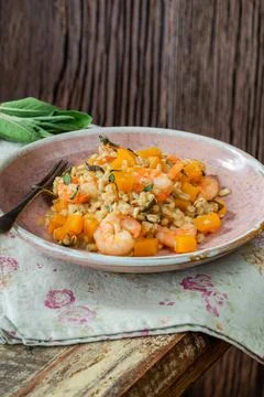 Pearl barley risotto Stock Photos