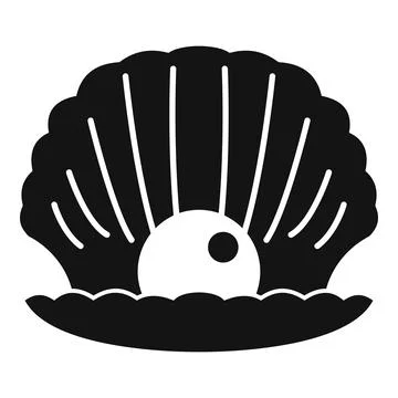 Pearl coming from stylized oyster shell icon Stock Illustration