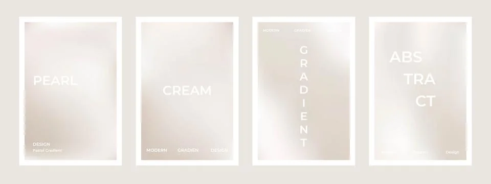 Pearl cream gradient background set. Simple beige silk soft poster. Modern Stock Illustration