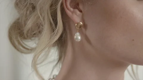 Pearl Earring Stock Footage 55370539