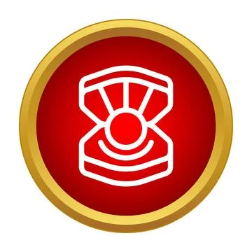Pearl found in open oyster shell icon Stock Illustration