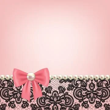 Pearl frame on lace background Stock-Illustration