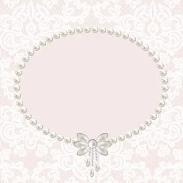 Pearl frame on lace background Illustrazione stock