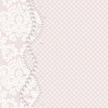 Pearl frame on lace background Stock Illustration