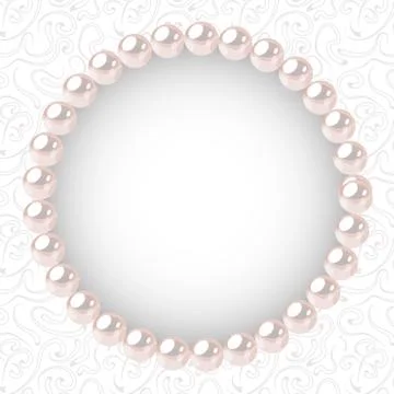 Pearl frame on textured background. Vector illustration. Stock Illustration