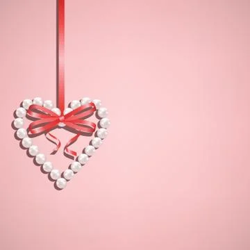 Pearl heart with bow Stock Illustration