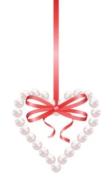 Pearl heart with bow Stock Illustration