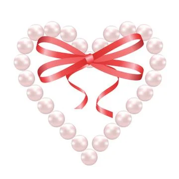 Pearl heart with bow Stock Illustration