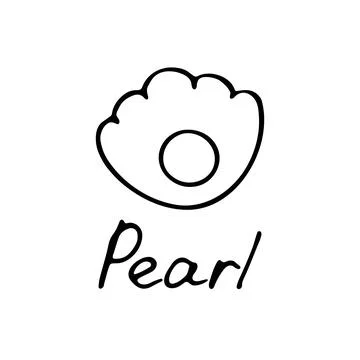 Pearl icon. Hand drawn shell sign. Simple icon for web and print. Vector Illustrazione stock