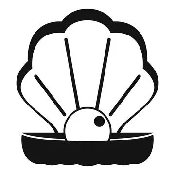 Pearl incubating in opened seashell symbol icon Stock Illustration