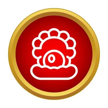 Pearl inside open clam shell line art icon 库存插图