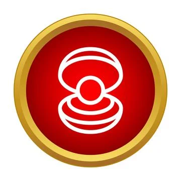 Pearl inside open oyster shell in red circle 库存插图