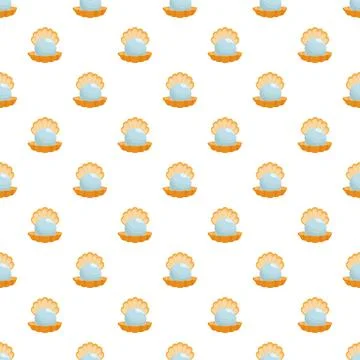 Pearl inside open shell seamless pattern background Stock Illustration