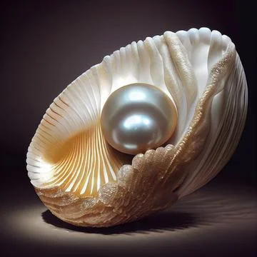 Pearl inside oyster shell Stock Illustration