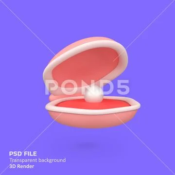 Pearl inside seashell isolated 3d render icon illustration PSD Template