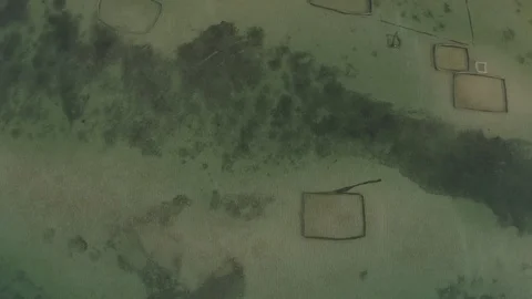 Pearl mining place on the beach in Vientam 4K Drone shot Stock Footage 119524759