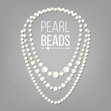 Pearl Necklace Vector. Jewel String. Elegant Luxury Decoration Illustration. Stock Illustration
